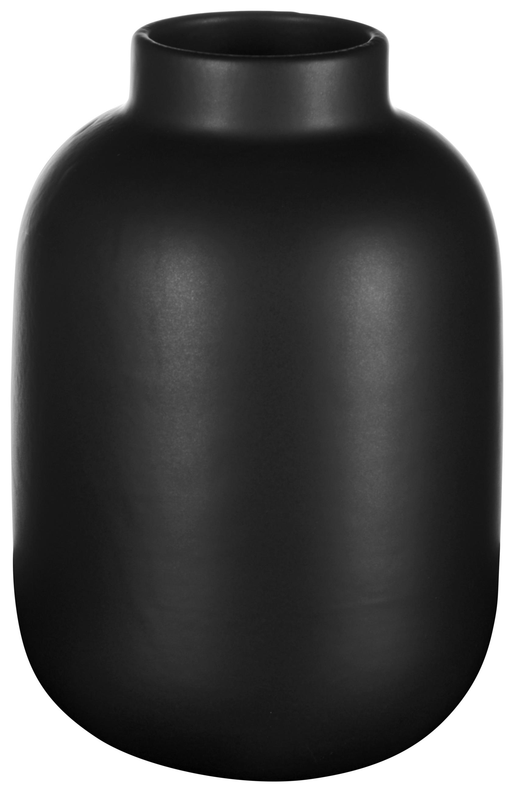 VASE 24 cm  - Schwarz, Basics, Keramik (24cm)