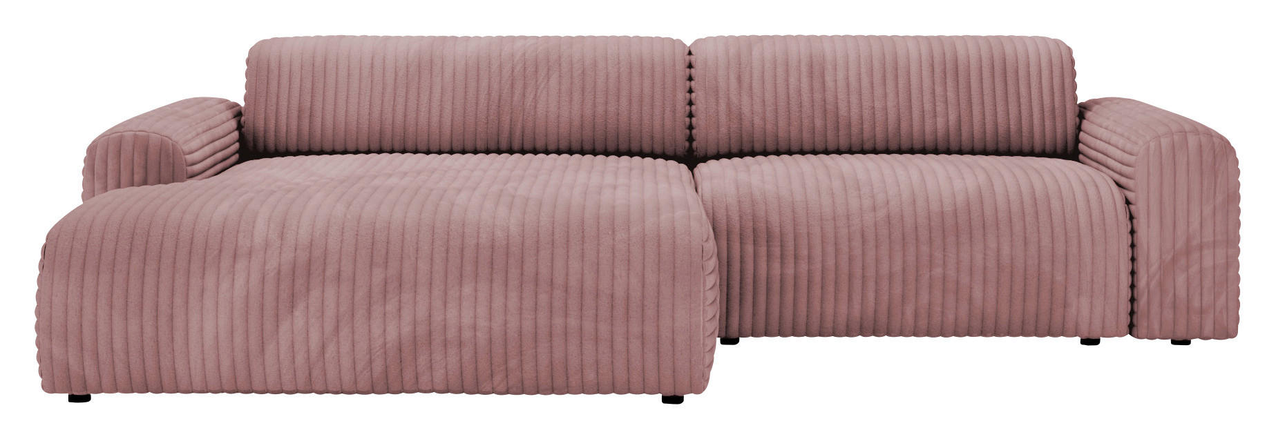 ECKSOFA Altrosa Cord  - Schwarz/Altrosa, Design, Kunststoff/Textil (178/292cm) - home24