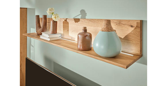 WOHNWAND in Eichefarben 320/200,8/53,7 cm - Eichefarben/Schwarz, Natur, Glas/Holz (320/200,8/53,7cm) - Valnatura
