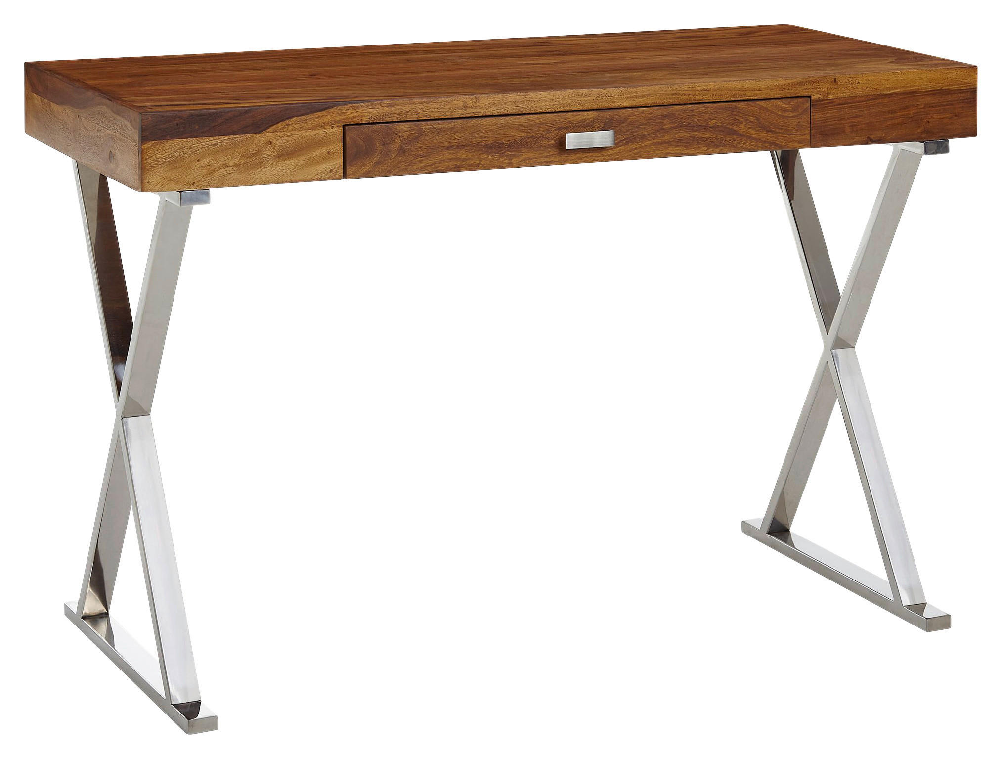 PISAĆI STOL  boje Sheeshama  drvo  - srebrne boje/boje kroma, Moderno, metal/drvo (120/55/78cm) - MID.YOU