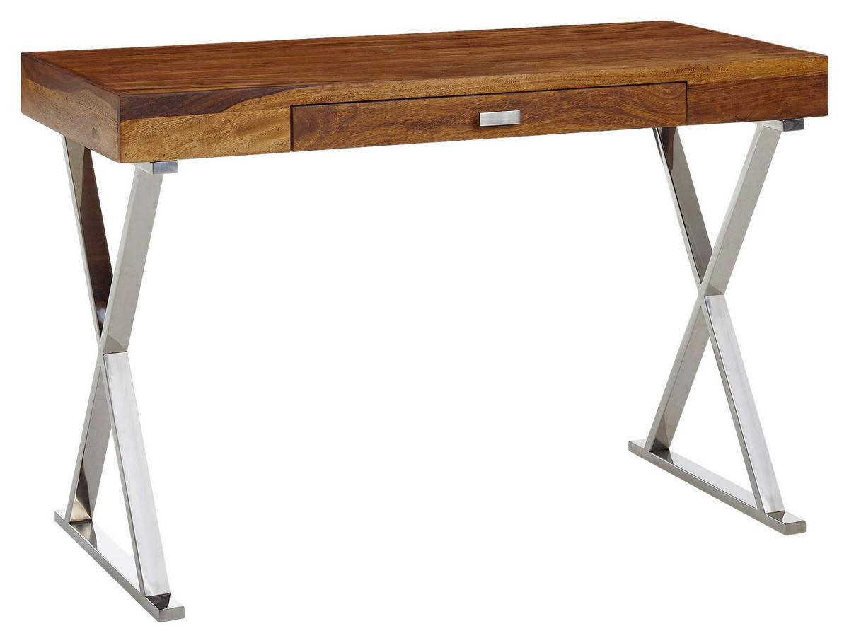 PISAĆI STOL  boje Sheeshama  drvo  - srebrne boje/boje kroma, Moderno, metal/drvo (120/55/78cm) - MID.YOU