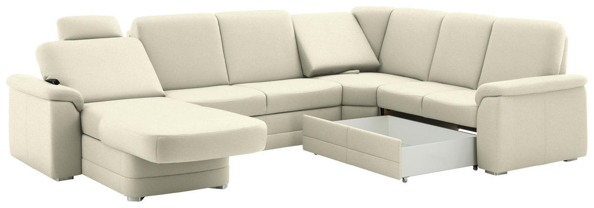 WOHNLANDSCHAFT  in Chenille Beige  - Beige/Alufarben, KONVENTIONELL, Holz/Textil (160/329/235cm) - Beldomo Comfort