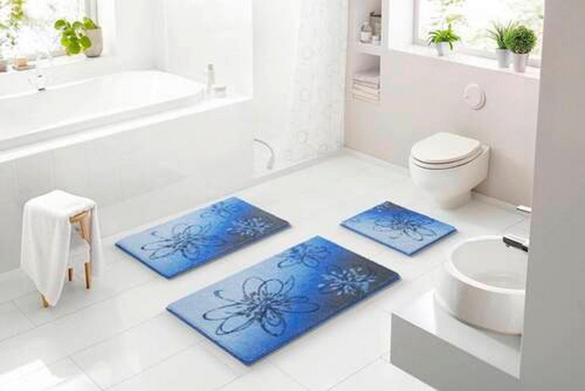 BADEMATTE Blau 70/120 cm  - Blau, KONVENTIONELL, Kunststoff/Textil (70/120cm) - Grund