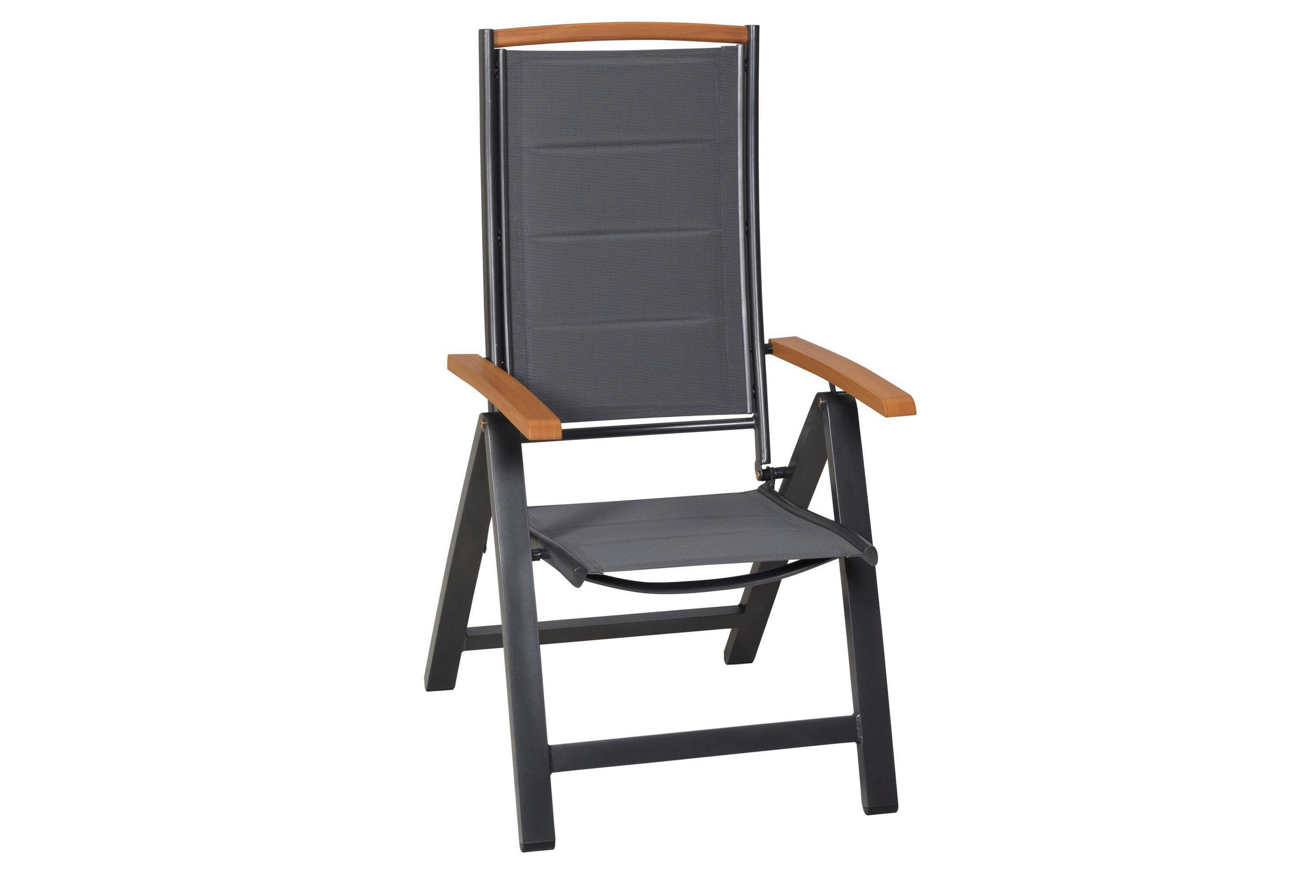 Gardenson Gartenklappsessel Tino Graphit, Grau 60x117x70 cm