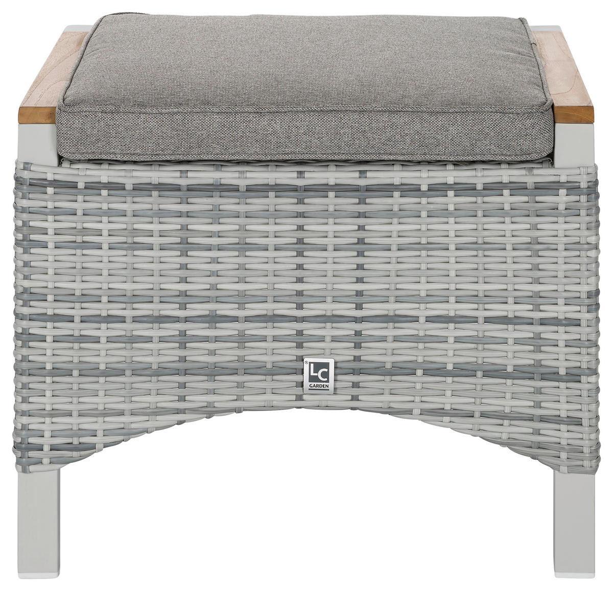 HOCKER in Holz, Metall, Kunststoff, Textil Weiß, Hellgrau, Teakfarben  - Hellgrau/Weiß, LIFESTYLE, Holz/Kunststoff (57,5/46/47cm) - Amatio