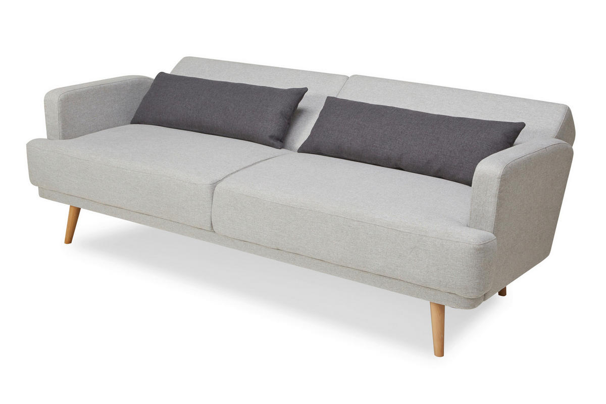 3-SITZER-SOFA Webstoff Hellgrau  - Dunkelgrau/Hellgrau, MODERN, Holz/Textil (214/83/86cm) - Livetastic
