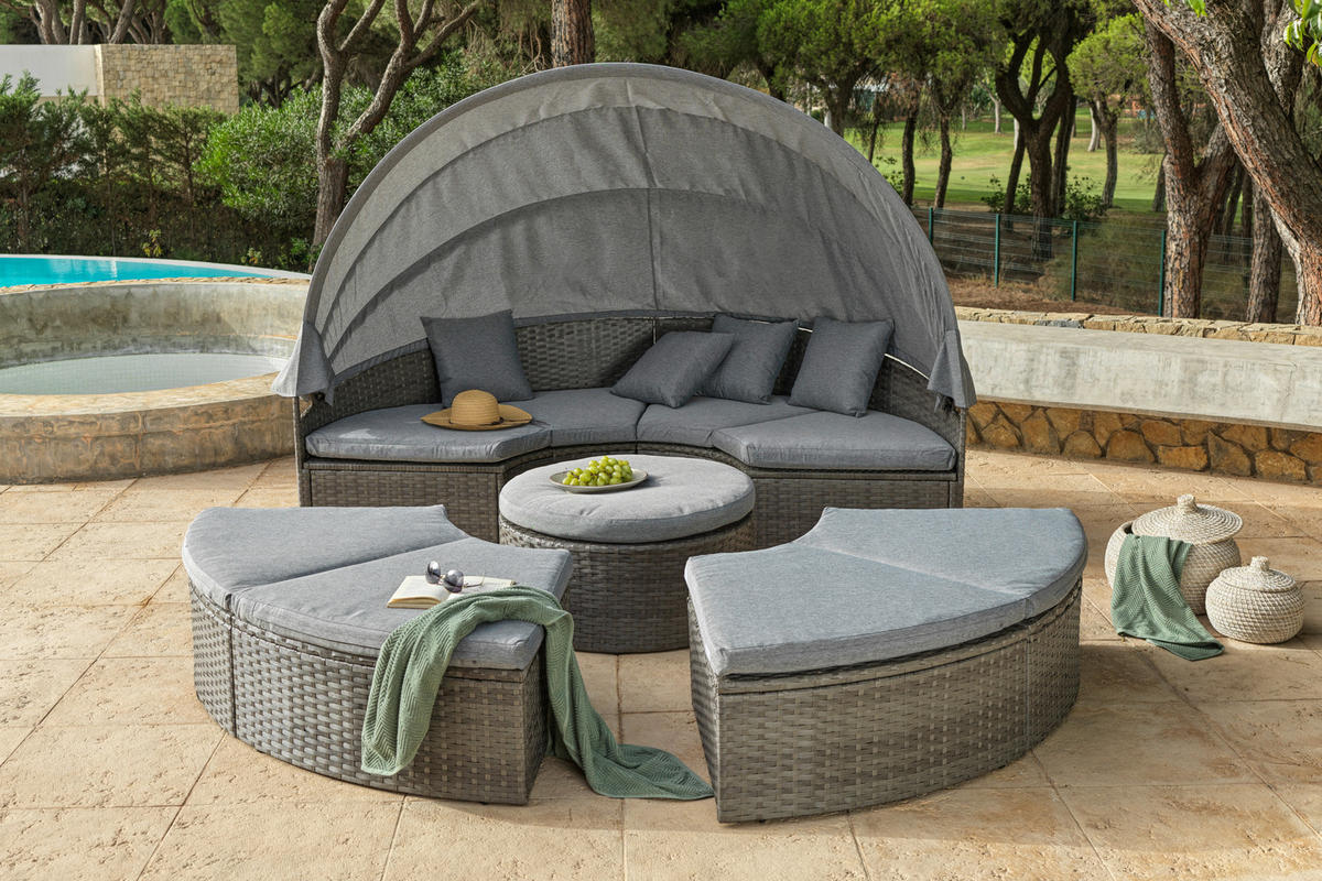 GARTENMUSCHEL Stahl  - Grau, MODERN, Kunststoff/Textil (237/72-150cm) - Ambia Garden