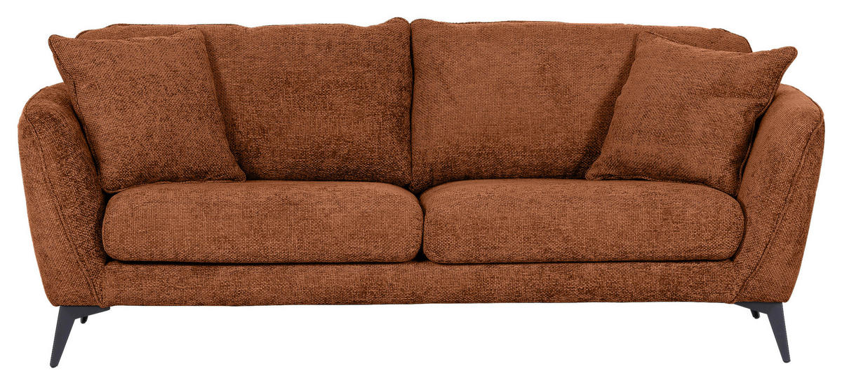 BIGSOFA in Chenille Braun  - Schwarz/Braun, Konventionell, Textil/Metall (215/70/98cm) - Carryhome