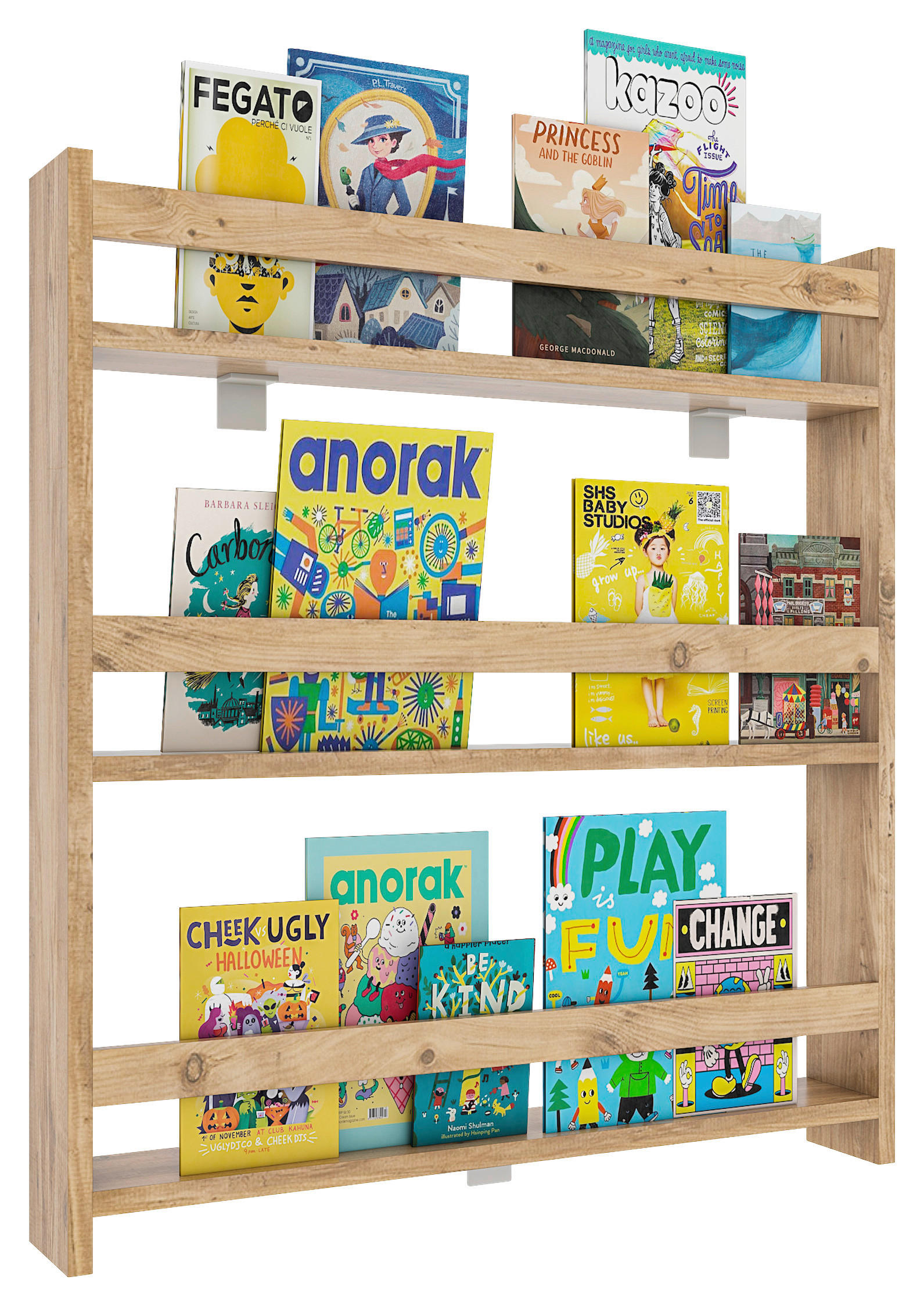 Hängeregal Kidos B: 70 cm Honigeiche Dekor 3 Fächer