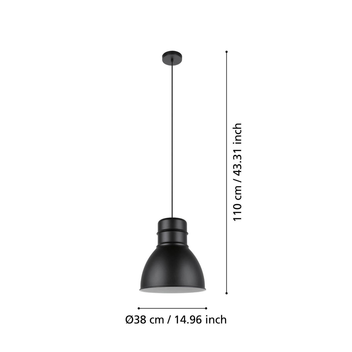 HÄNGELEUCHTE 38/110 cm  - Schwarz/Weiß, KONVENTIONELL, Metall (38/110cm) - Eglo