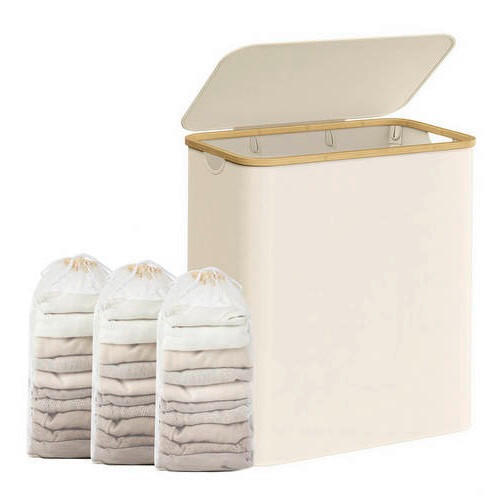 WÄSCHEKORB - Beige/Weiß, Trend, Naturmaterialien/Kunststoff (60/70,5/38,5cm) - Boxxx