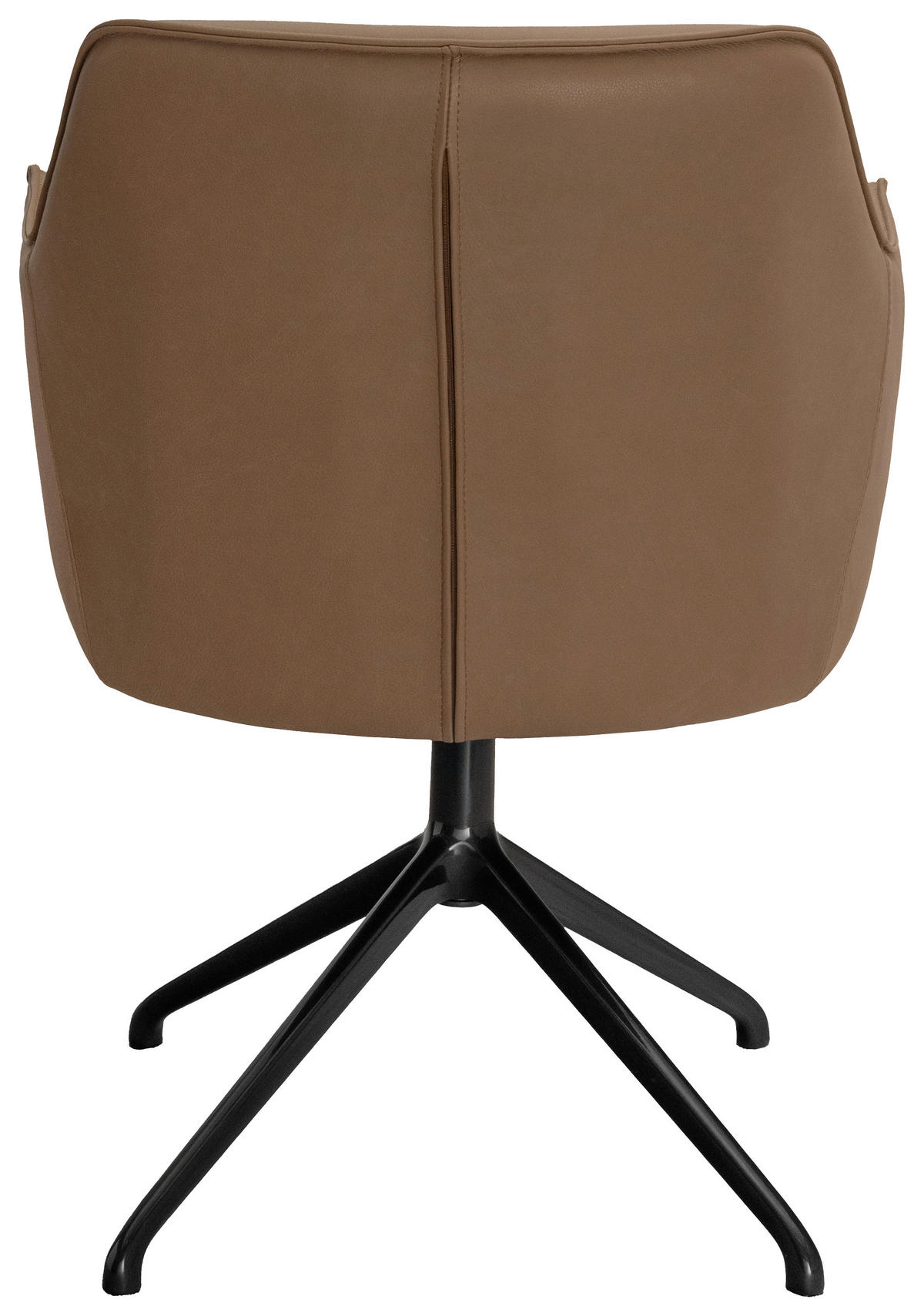 ARMLEHNSTUHL  Sitzfläche 360° drehbar, inklusive Armlehnen, automatische Rückholfunktion  Echtleder  Schwarz, Taupe  - Taupe/Schwarz, Design, Leder/Metall (62/86/61cm) - Dieter Knoll