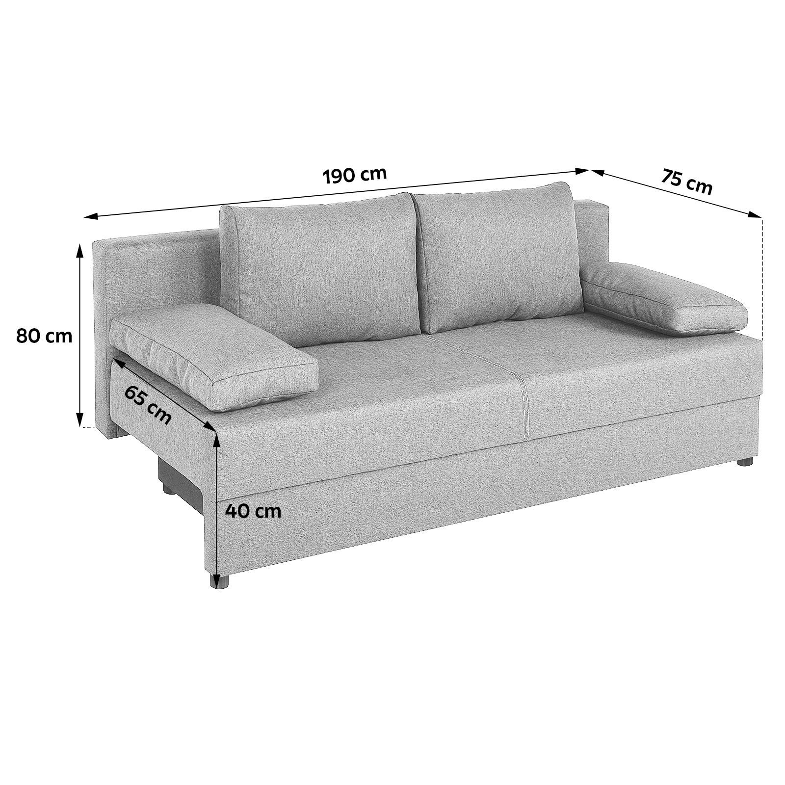 Thumbnail - P & B Schlafsofa, Dunkelgrau, Textil, 2-Sitzer, Füllung: Schaumstoffflocken, 190x80x75 cm, Liegefunktion, Rücken echt, W...