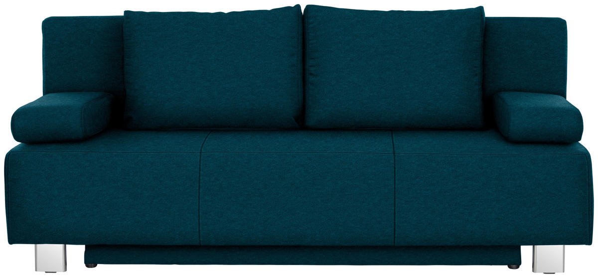SCHLAFSOFA in Webstoff Petrol  - Chromfarben/Petrol, Design, Textil/Metall (197/88/89cm) - Xora