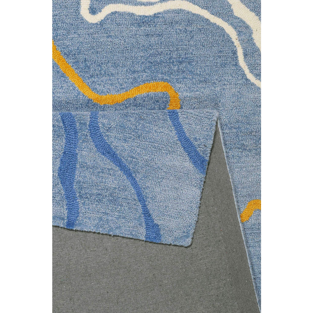 Thumbnail - Esprit Flachwebeteppich Drive, Blau, Gelb, Hellblau, Textil, Abstraktes, rechteckig, 70x140 cm, GoodWeave, für Fußbodenh...