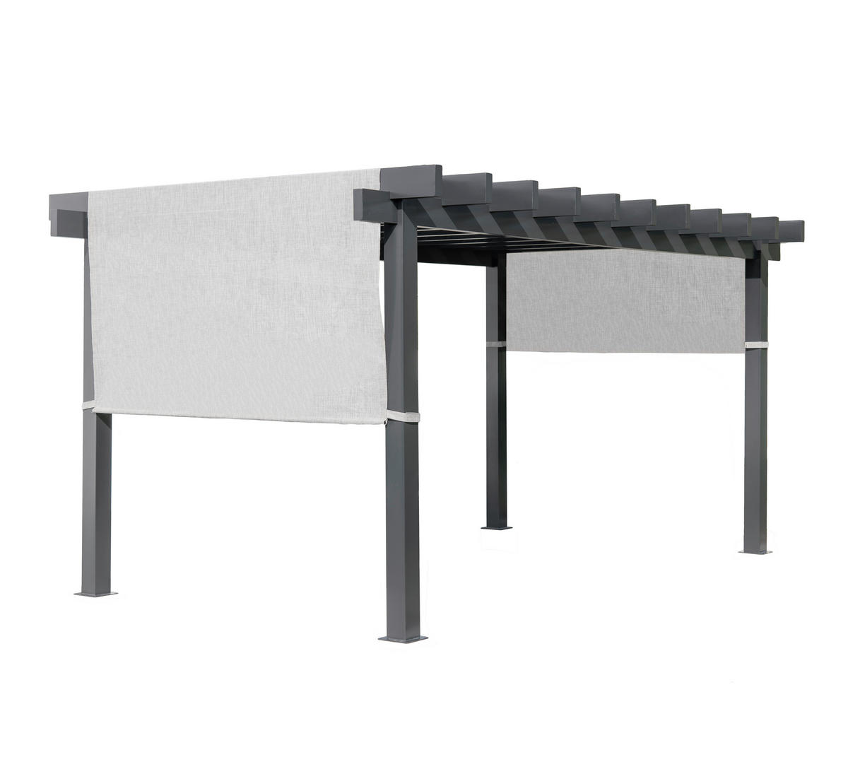 PAVILLON 295/253/495 cm Aluminium  - Anthrazit/Weiß, KONVENTIONELL, Textil/Metall (295/253/495cm) - Ambia Garden