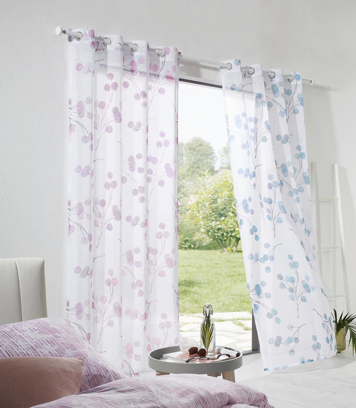 Perdea Cu Inele Tip Capsă semitransparent  - roz, Konventionell, textil (135/245cm) - Esposa