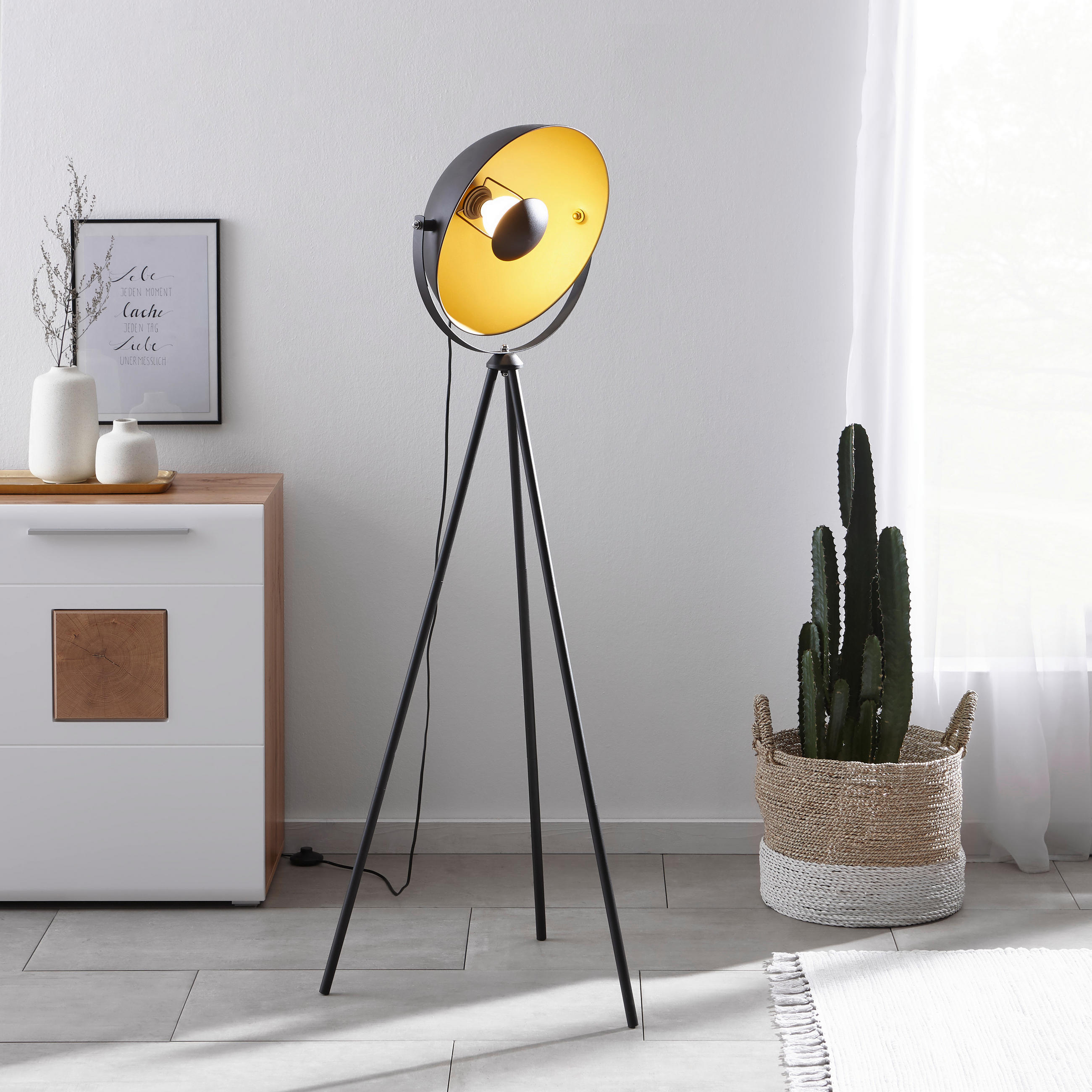 STOJACIA LAMPA, 40/160 cm  - čierna/zlatá, Basics, kov (40/160cm) - Marama