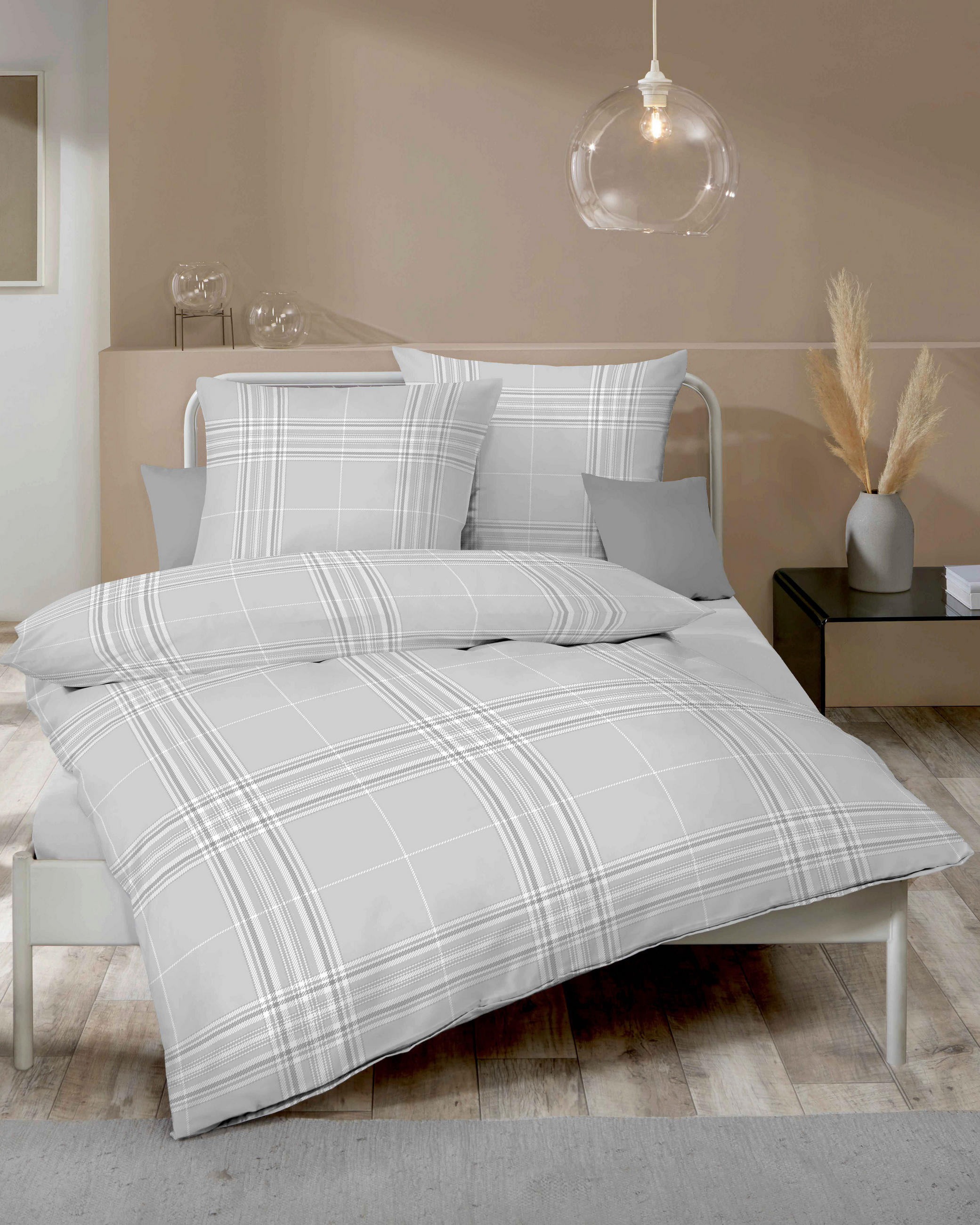 POSTELJNINA Pure 140/200 cm bombažni flanel srebrne barve  - srebrne barve, Konvencionalno, tekstil (140/200cm) - Kaeppel