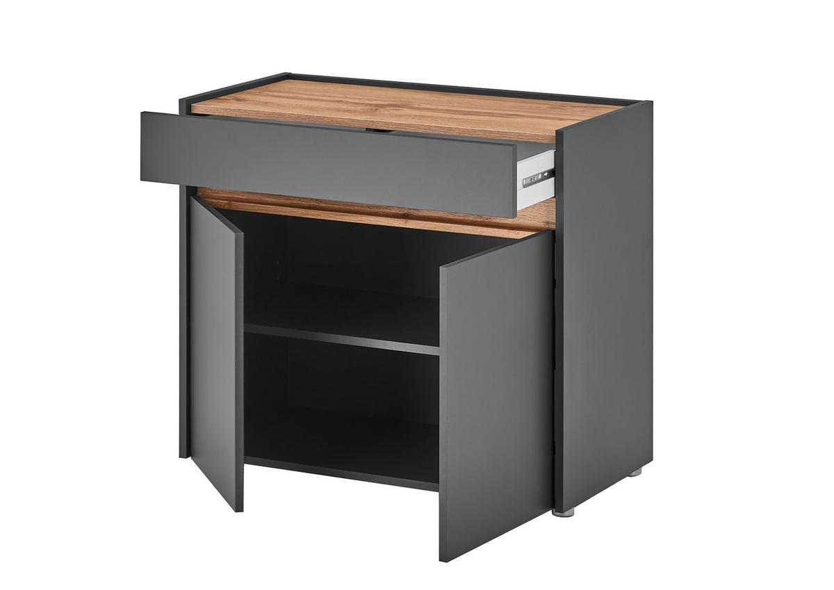 SCHUHSCHRANK Anthrazit, Eiche Wotan  - Anthrazit/Eiche Wotan, Design, Holzwerkstoff/Kunststoff (80/70/40cm) - Modante