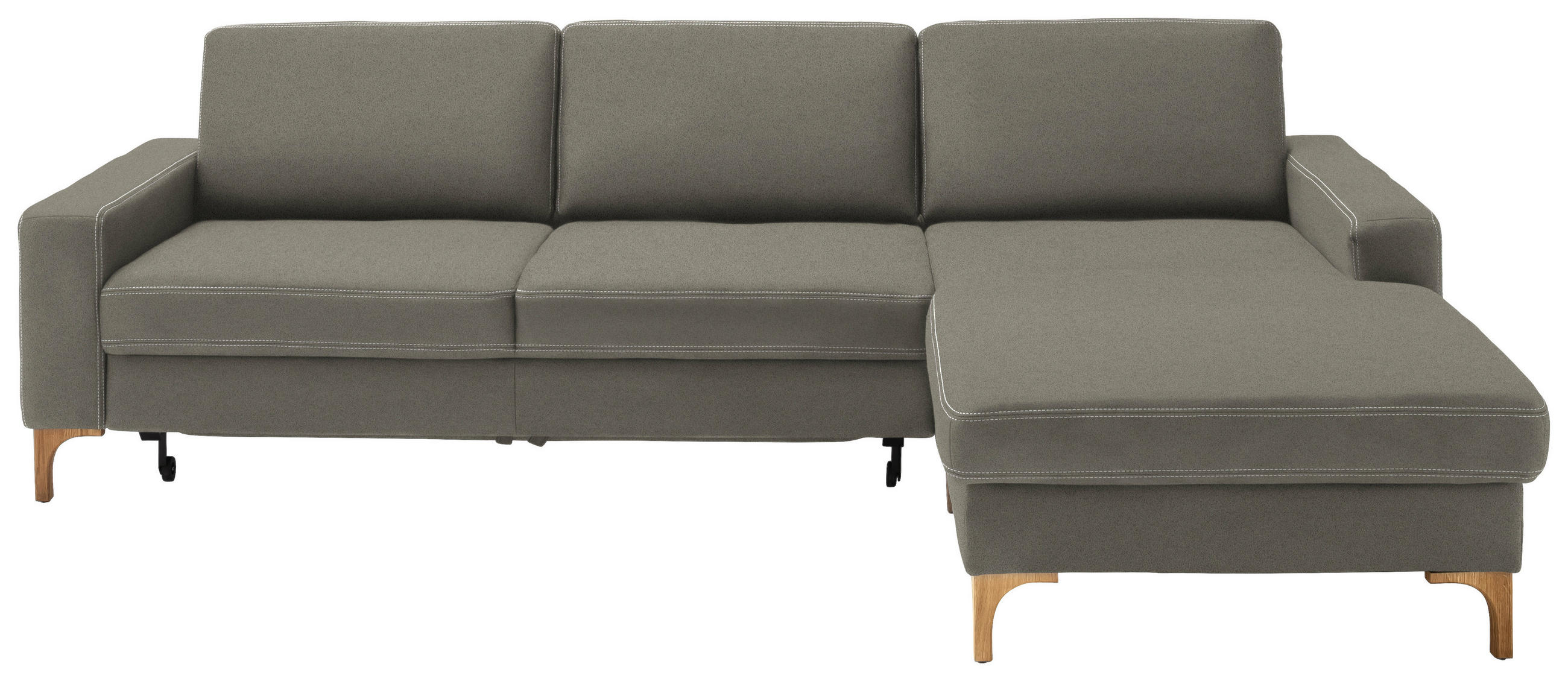 ECKSOFA in Mikrofaser Taupe  - Taupe/Eichefarben, Design, Holz/Textil (278/185cm) - Pure Home Lifestyle