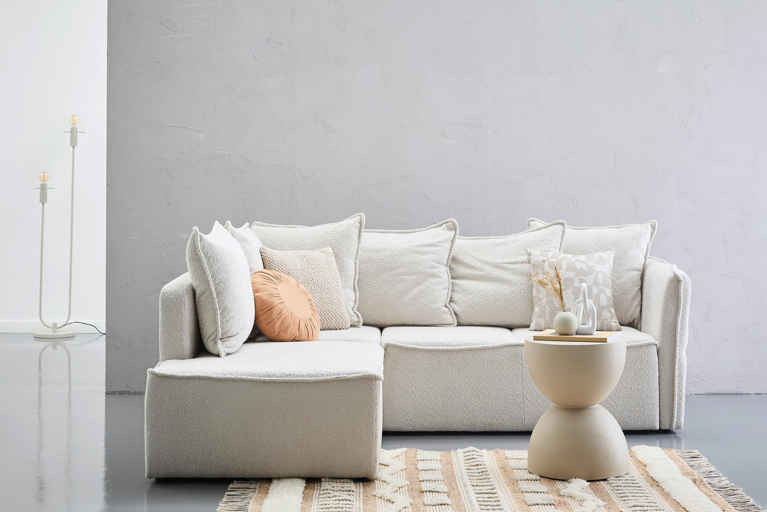 ECKSOFA Beige Chenille  - Beige/Schwarz, KONVENTIONELL, Kunststoff/Textil (193/233cm) - Carryhome