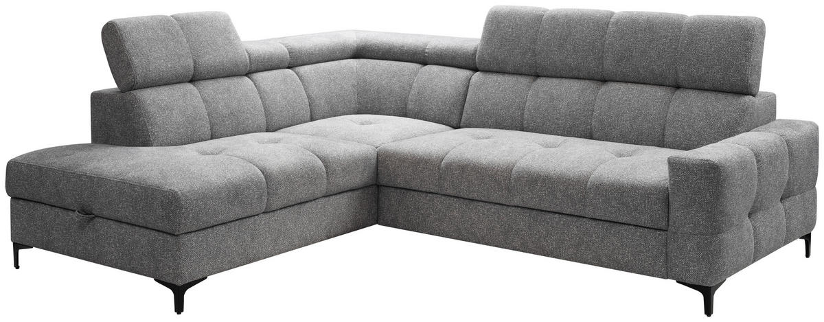 CANAPÉ D'ANGLE in Struktur Grau  - Schwarz/Grau, Modern, Textil/Metall (212/254cm)