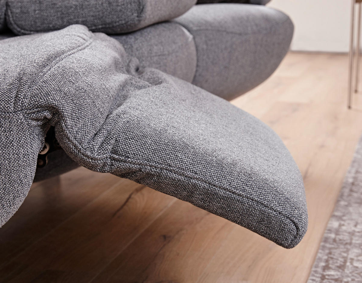 HEIMKINO-SOFA Chenille Grau  - Edelstahlfarben/Grau, KONVENTIONELL, Holz/Textil (221/107/106cm) - Himolla Komfortklass