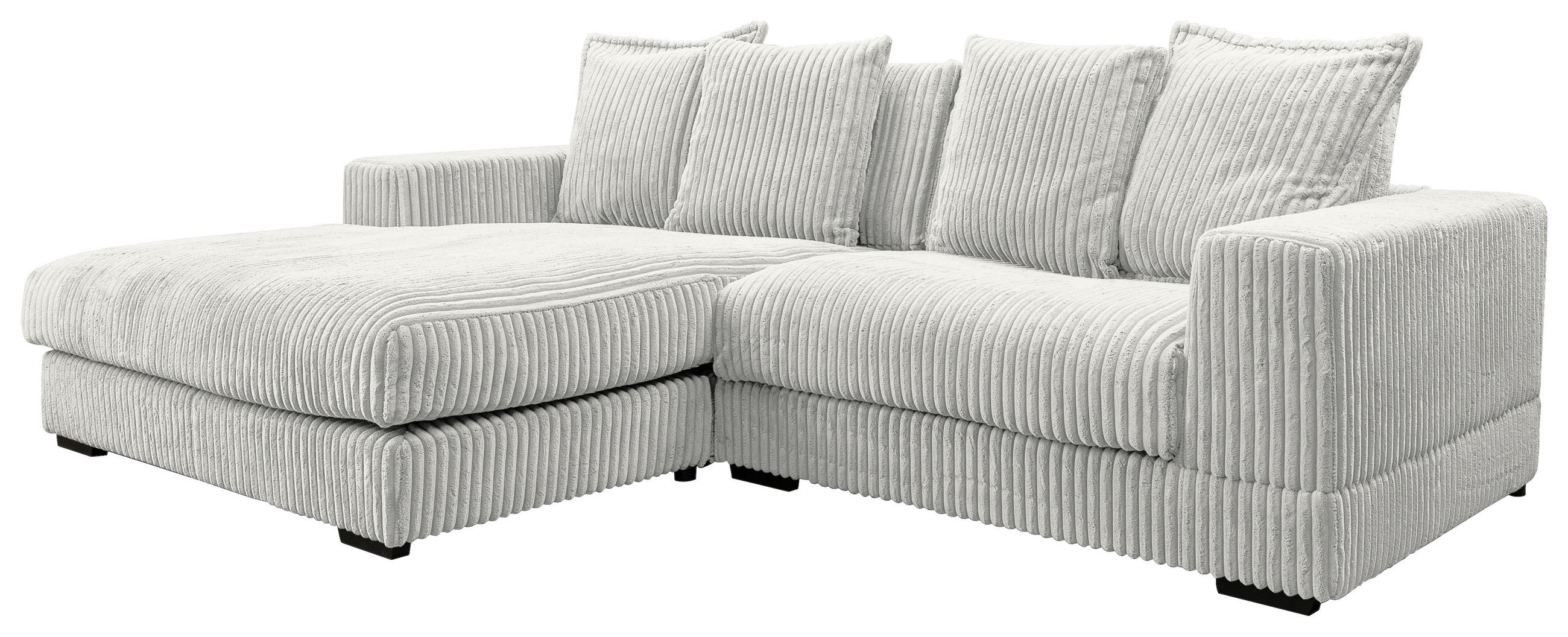 ECKSOFA in Cord Weiß  195/285 cm  - Schwarz/Weiß, Design, Kunststoff/Textil (195/285cm) - MID.YOU