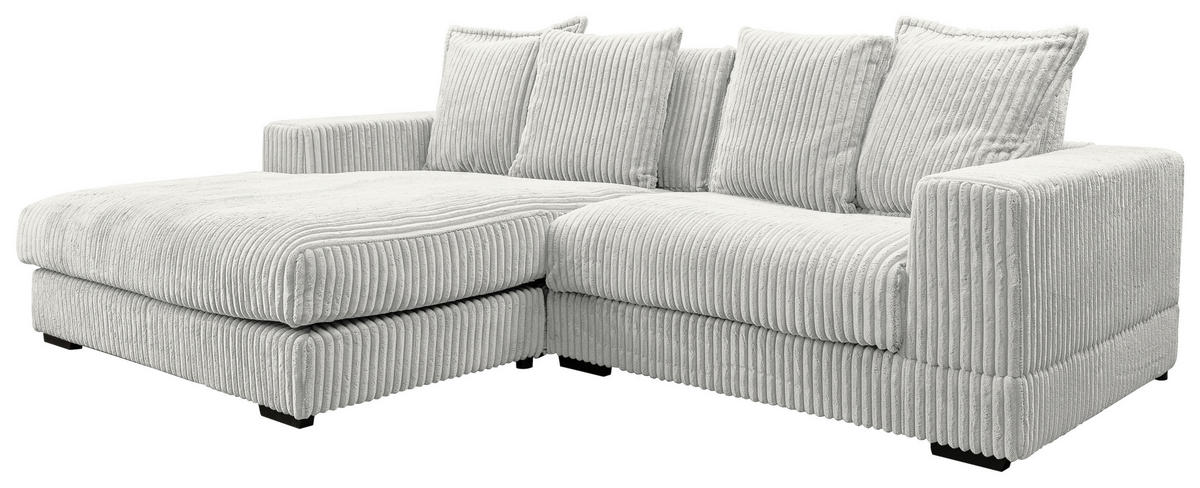 ECKSOFA in Cord Weiß  195/285 cm  - Schwarz/Weiß, Design, Kunststoff/Textil (195/285cm) - MID.YOU