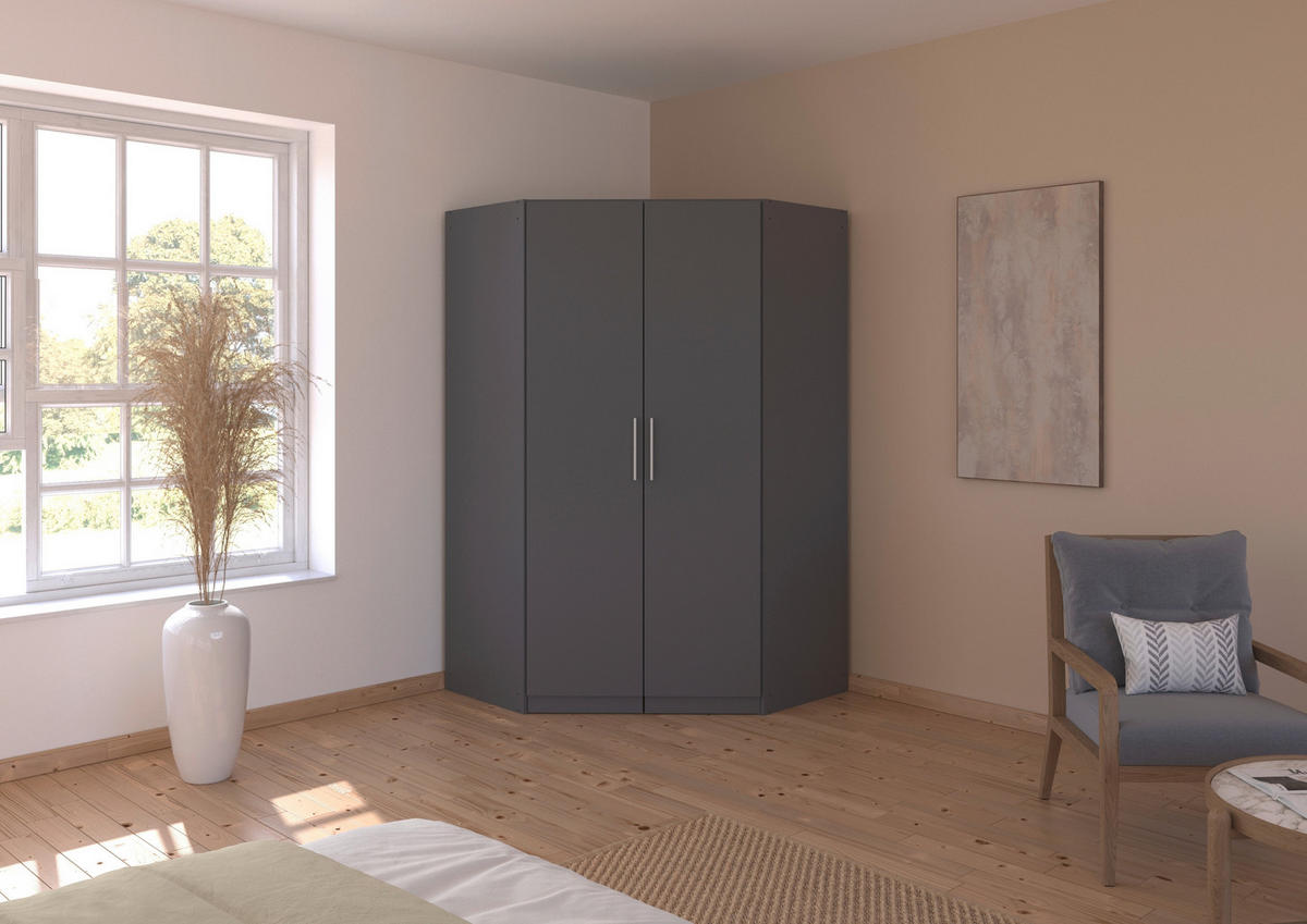 DREHTÜRENSCHRANK 117/197/54 cm,  in Grau, 2-türig  - Alufarben/Grau, KONVENTIONELL, Holzwerkstoff/Kunststoff (117/197/54cm) - home24