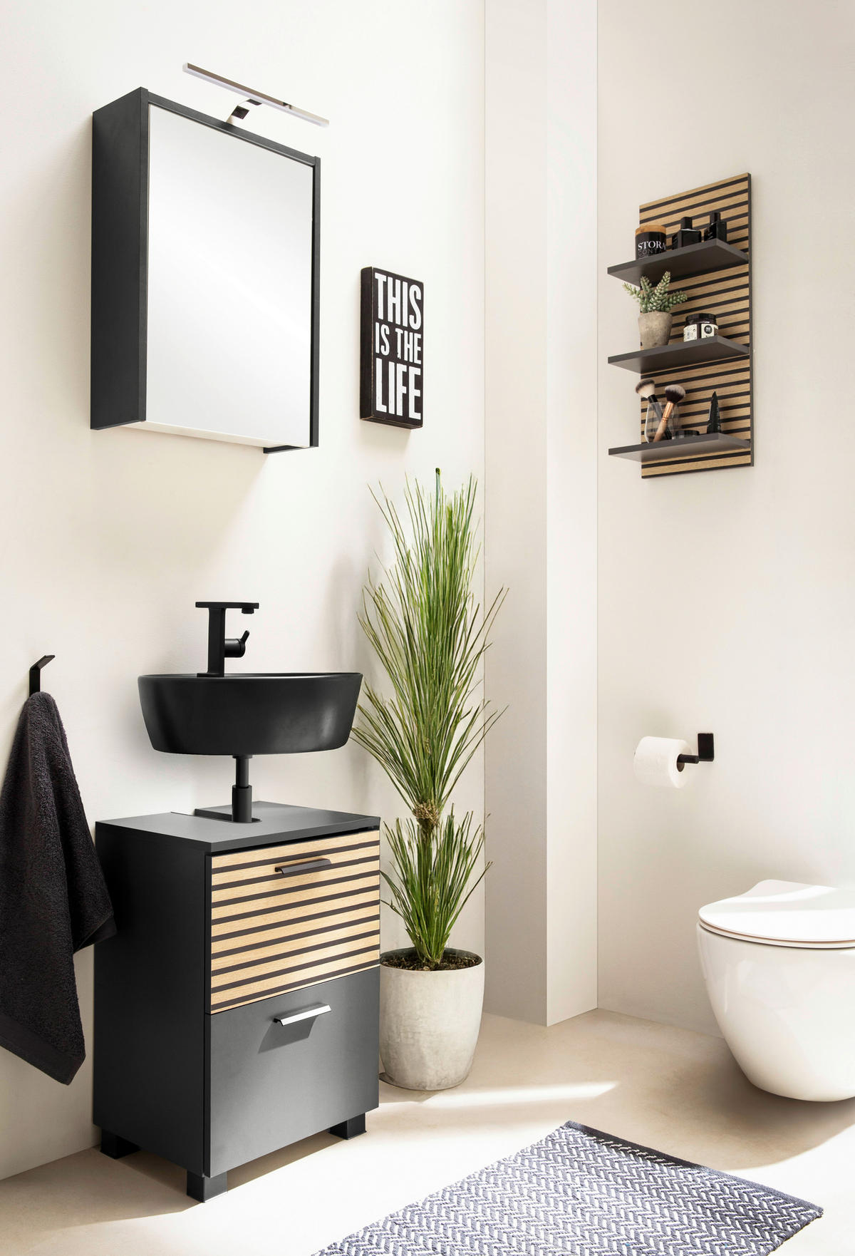 WASCHBECKENUNTERSCHRANK 40,2/60,8/35 cm  - Eichefarben/Anthrazit, MODERN, Holzwerkstoff/Kunststoff (40,2/60,8/35cm) - Stylife