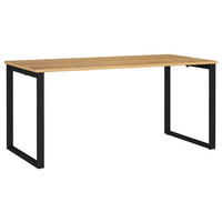 SCHREIBTISCH 160/80/75 cm, Schwarz, Eichefarben, Hellbraun, in verschiedenen Holz-Dekoren erhältlich, justierbare Füße  - Hellbraun/Eichefarben, MODERN, Holzwerkstoff/Metall (160/80/75cm) - Novel