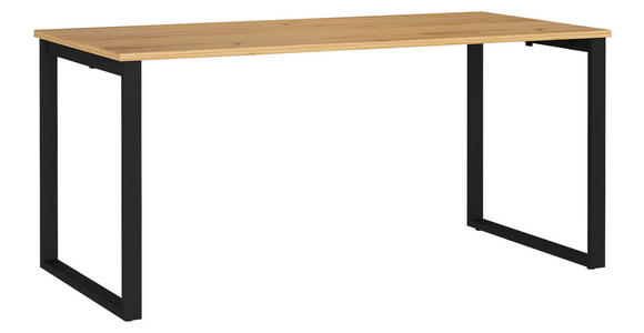 SCHREIBTISCH 160/80/75 cm, Schwarz, Eichefarben, Hellbraun, in verschiedenen Holz-Dekoren erhältlich, justierbare Füße  - Hellbraun/Eichefarben, MODERN, Holzwerkstoff/Metall (160/80/75cm) - Novel