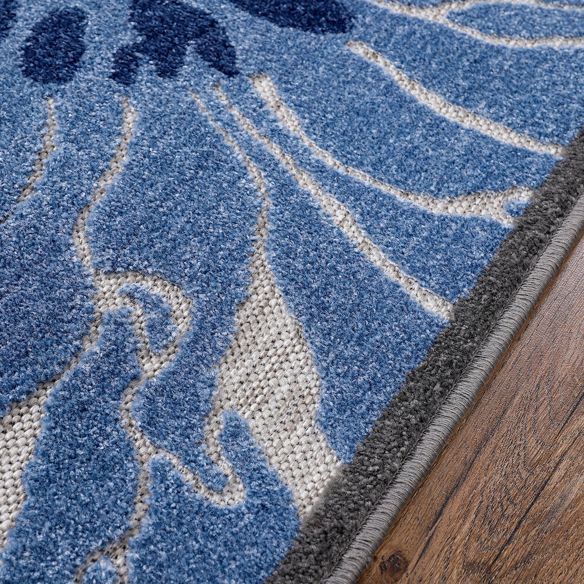 TEPIH ZA UNUTAR./VANJ. UPORAB 80/150 cm   plava, siva  Floral  - siva/plava, Lifestyle, tekstil/plastika (80/150cm)