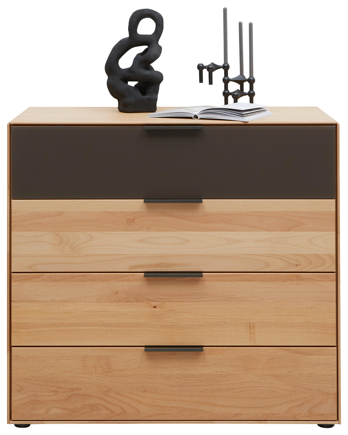 KOMMODE 91,5/84,7/44,2 cm  in Braun, Erlefarben  - Dunkelbraun/Erlefarben, Natur, Glas/Holz (91,5/84,7/44,2cm) - Valnatura