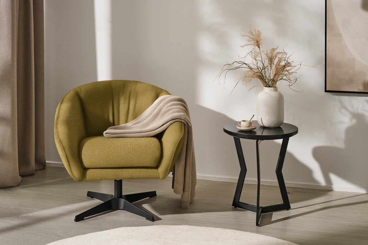 FOTELJ,  barve karija tekstil - črna/barve karija, Design, kovina/tekstil (80/78/80cm) - Hom`in