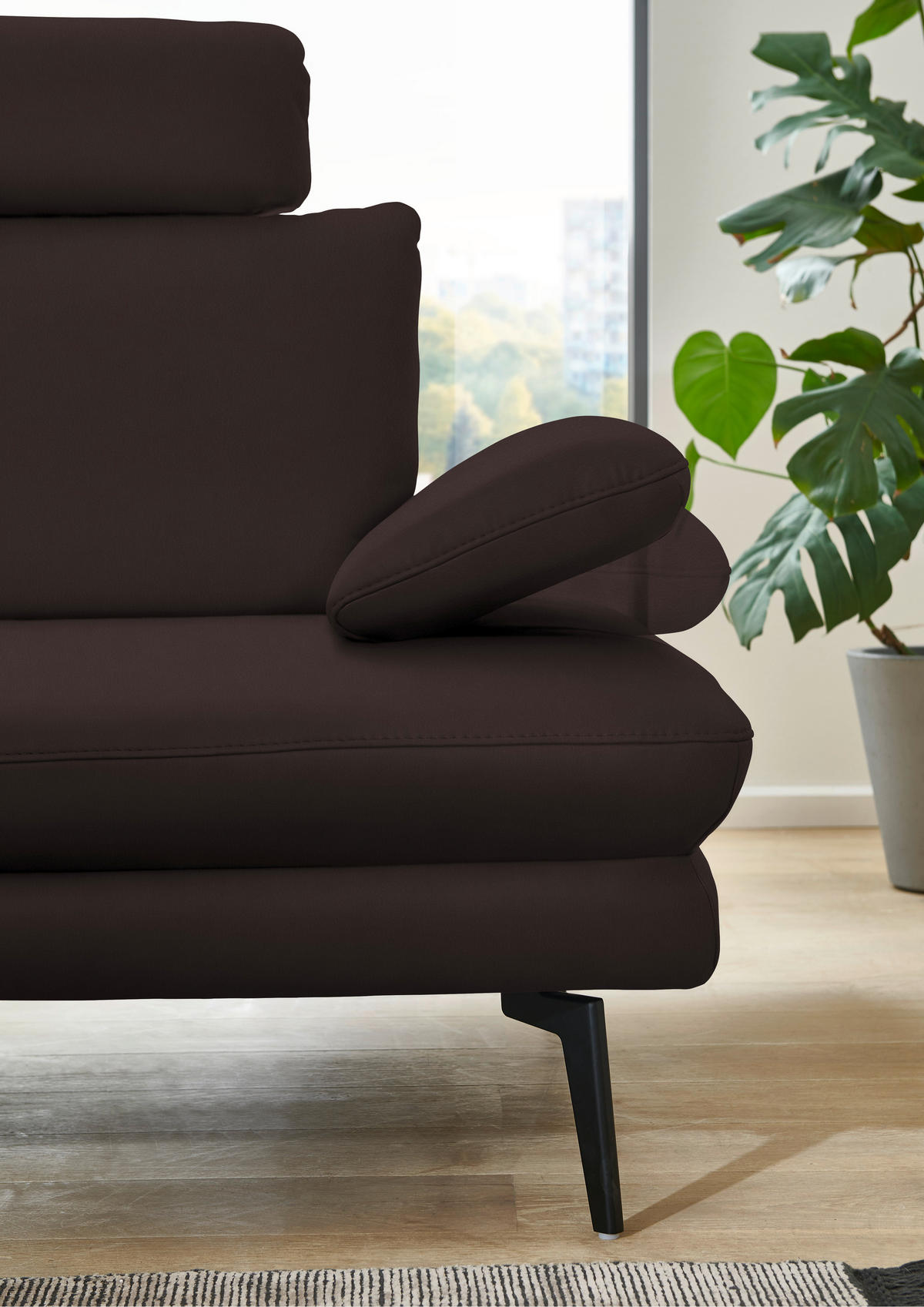ECKSOFA in Echtleder Braun  - Schwarz/Braun, Design, Leder/Metall (180/310cm) - Dieter Knoll
