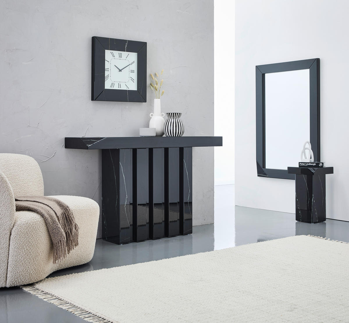 FALIÓRA 50/50/4,5 cm   - fekete, Trend, faalapú anyag/Üveg (50/50/4,5cm) - Xora