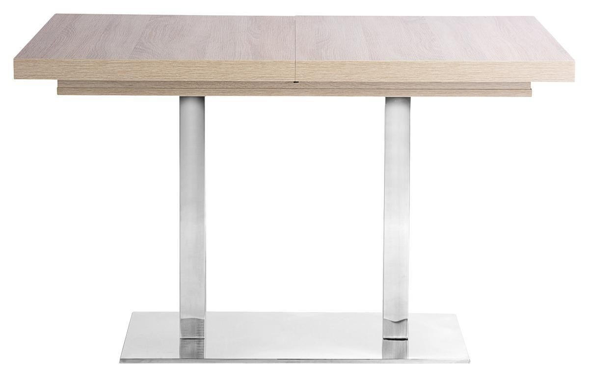 ESSTISCH Sonoma Eiche rechteckig ausziehbar - Edelstahlfarben/Sonoma Eiche, Design, Holzwerkstoff/Metall (120-200/80/75cm) - Livetastic