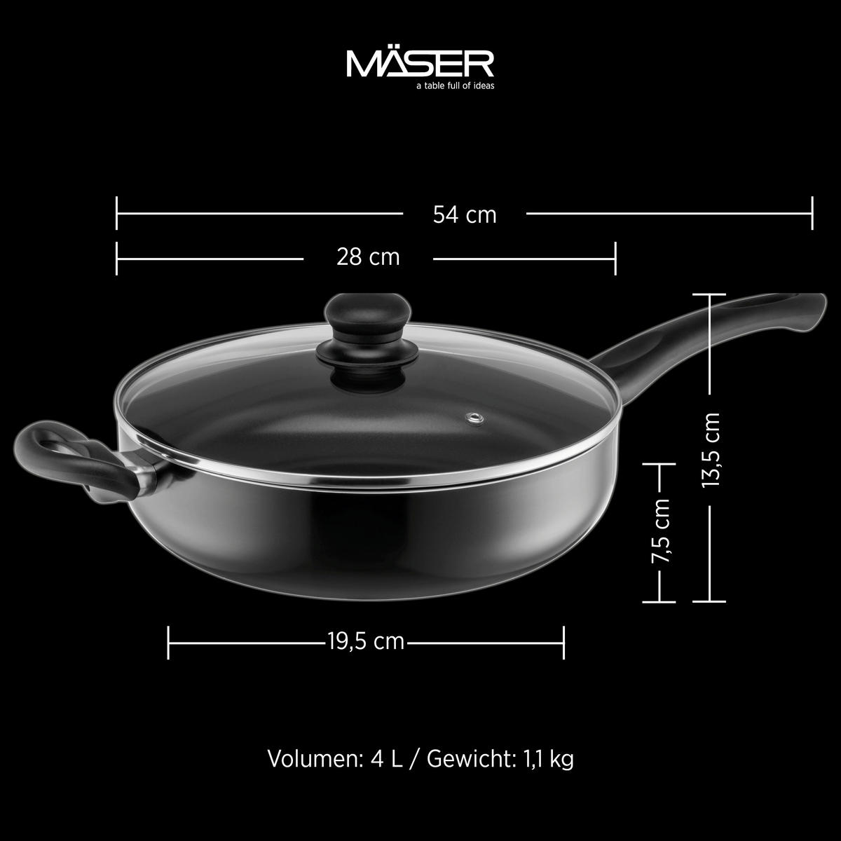 PFANNENSET EZAKI Aluminium  - Schwarz, Basics, Metall (28cm) - Mäser