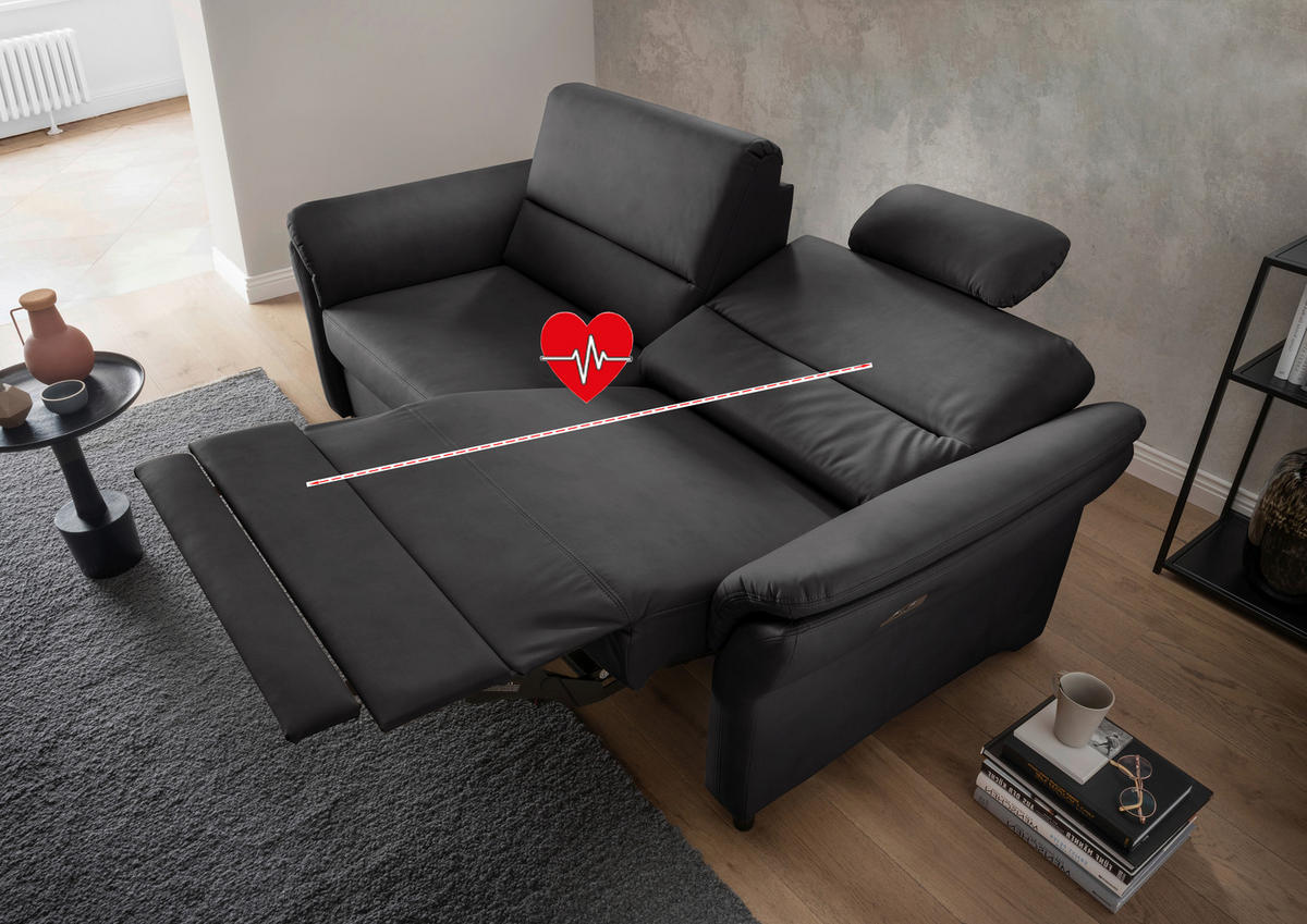 3-SITZER-SOFA in Lederlook Schwarz  - Schwarz, Modern, Holz/Textil (192/90/89cm) - Livetastic