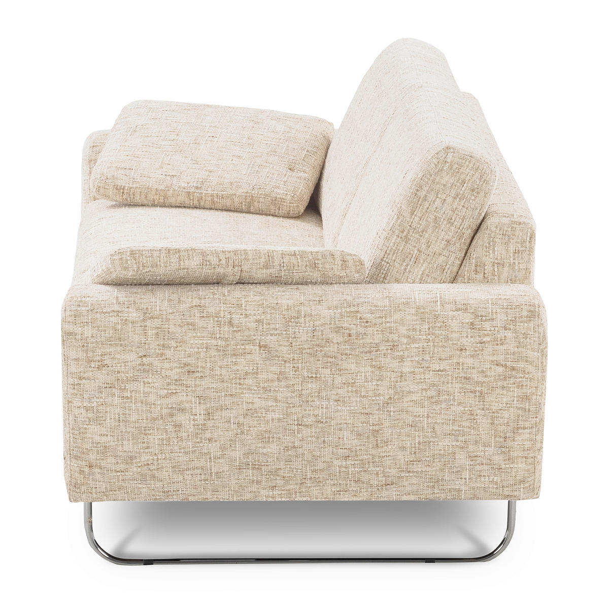 3-SITZER-SOFA SPRING in Webstoff Beige Modern  - Chromfarben/Beige, Design, Textil/Metall (187/85/92cm) - Livetastic
