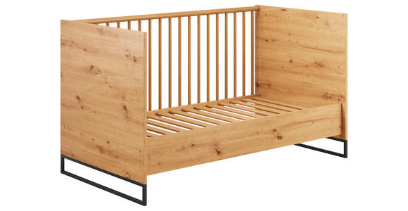 GITTERBETT Yunai  144,6/78/83,5 cm   - Eichefarben/Anthrazit, Trend, Holzwerkstoff/Metall (144,6/78/83,5cm) - My Baby Lou