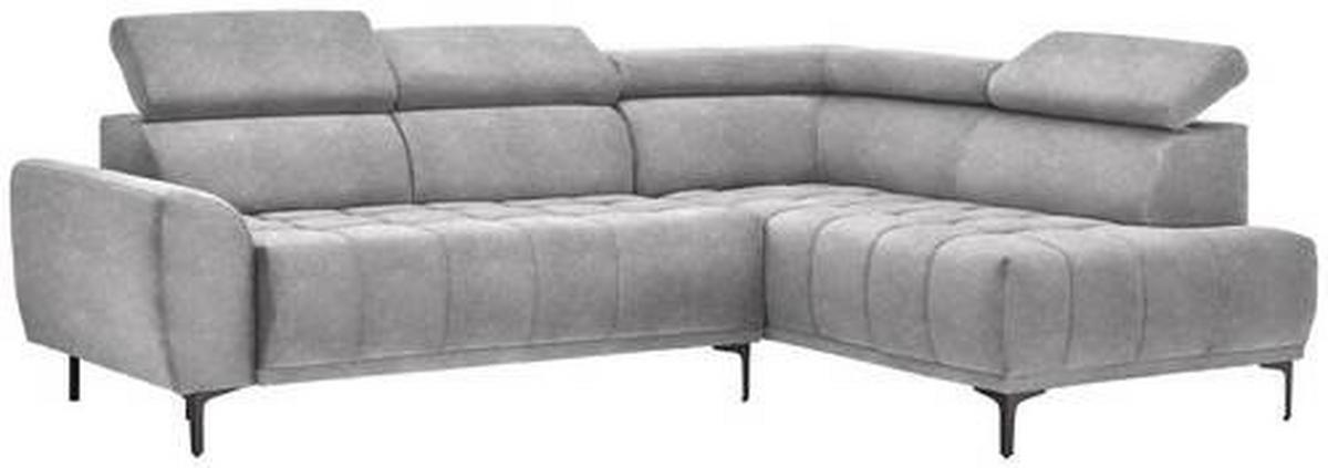 ECKSOFA Grau Velours  - Schwarz/Grau, Design, Textil/Metall (261/191cm) - Stylife