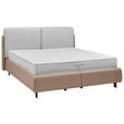BOXSPRINGBETT 180/200 cm  in Hellbraun, Greige  - Hellbraun/Greige, Design, Textil/Metall (180/200cm) - Johann Jakob