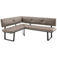 ECKBANK 165/205 cm  in Schwarz, Hellbraun  - Hellbraun/Schwarz, MODERN, Textil/Metall (165/205cm) - Cantus