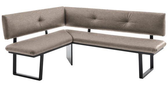 ECKBANK 140/180 cm in Schwarz, Hellbraun - Hellbraun/Schwarz, MODERN, Textil/Metall (140/180cm) - Cantus