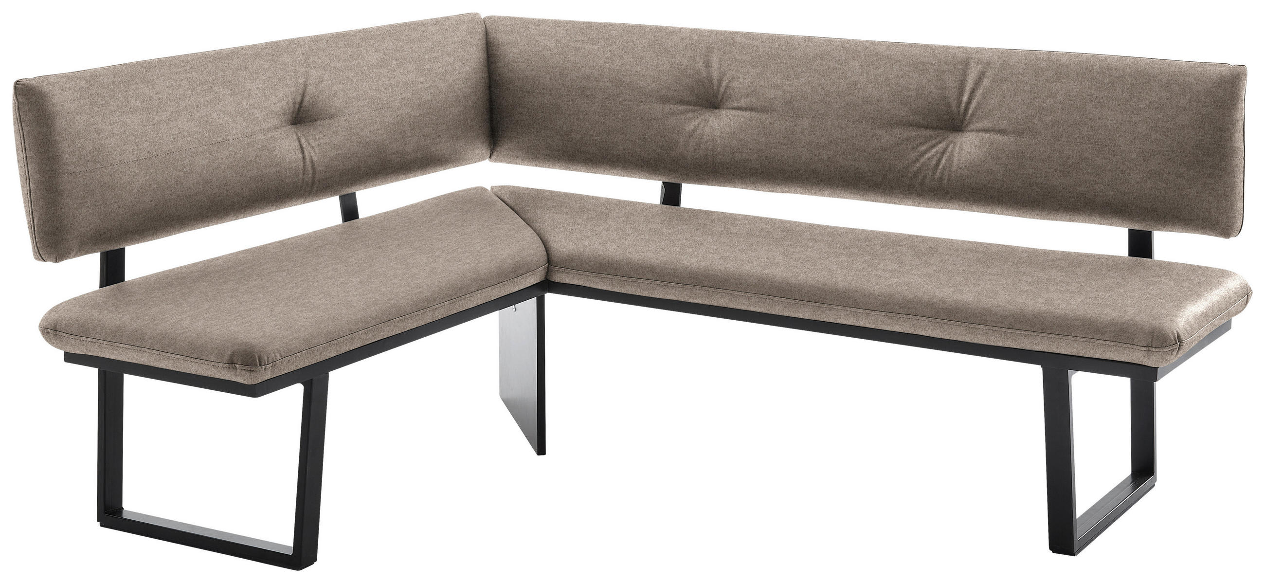 ECKBANK in Metall, Textil Schwarz, Hellbraun  - Hellbraun/Schwarz, Modern, Textil/Metall (140/180cm) - Cantus
