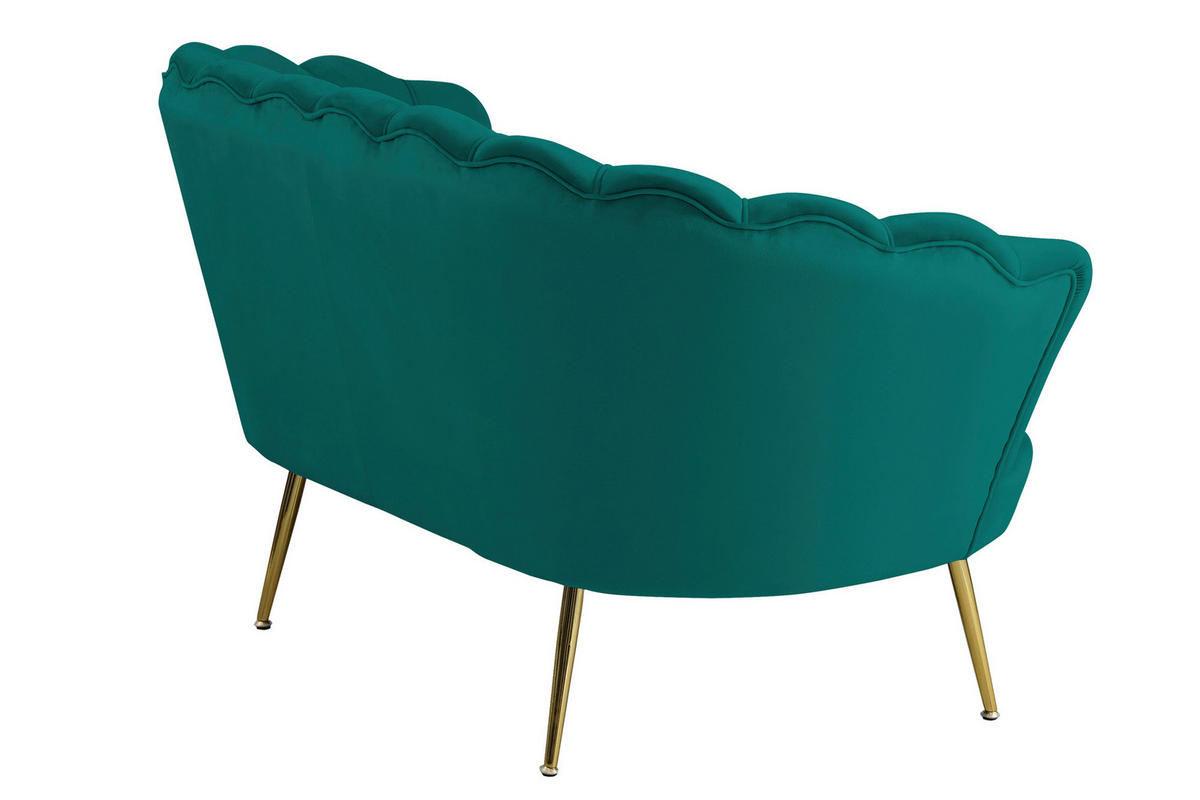 2-SITZER-SOFA in Samt Grün  - Goldfarben/Grün, MODERN, Textil/Metall (136/78/77cm) - Livetastic